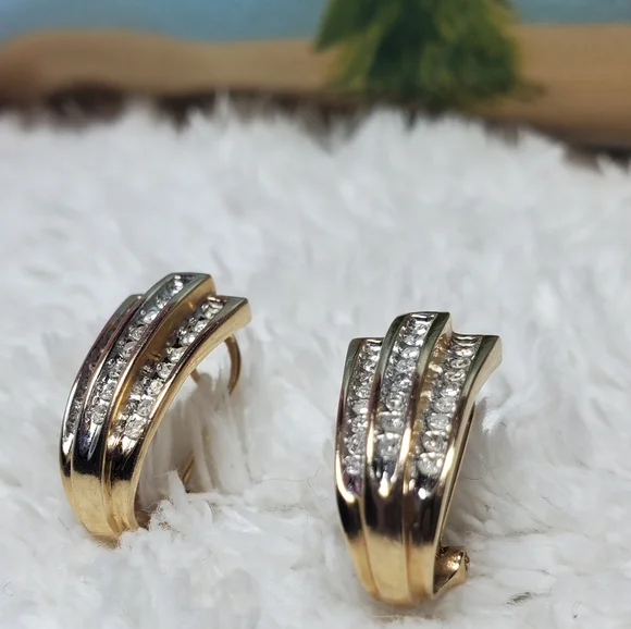 Zales14kGold Channel Set Diamond Earrings - Picture 2 of 14